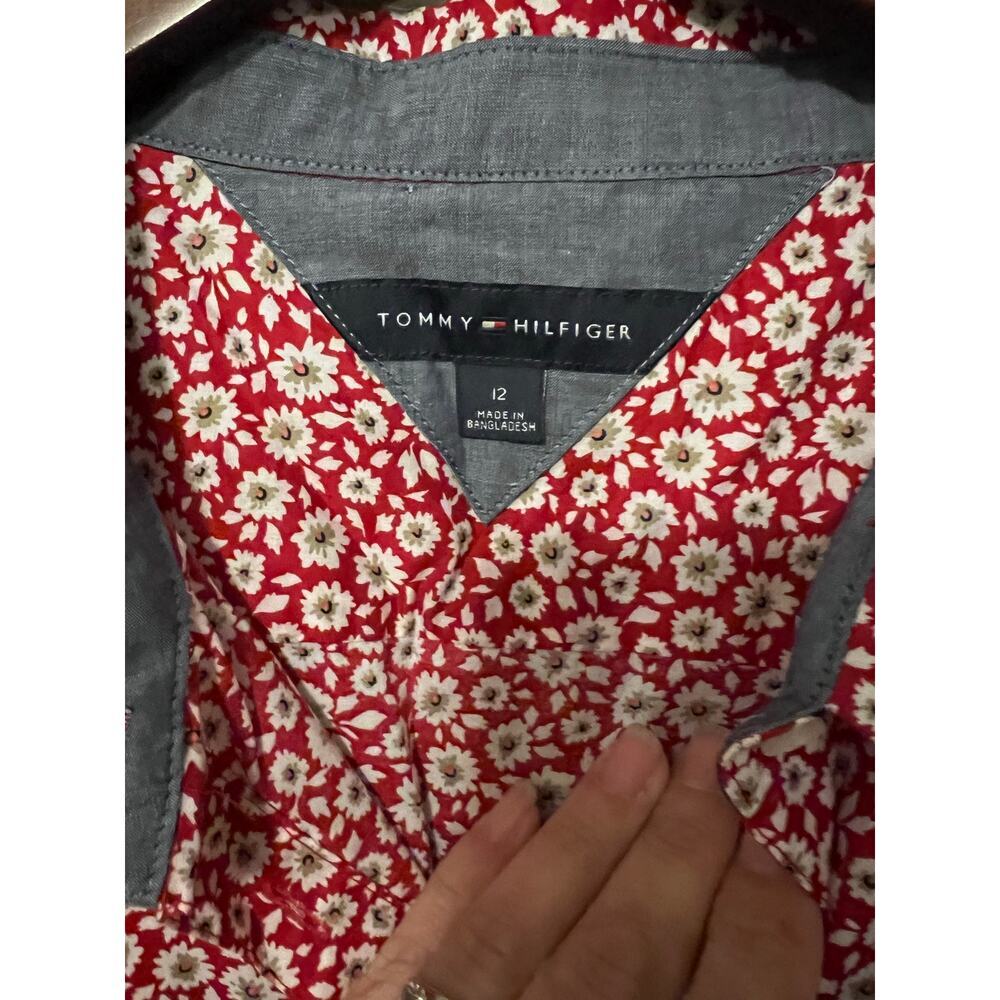 Tommy Hilfiger Dress sz 12 golf polo short cotton summer XL red floral - Picture 4 of 10